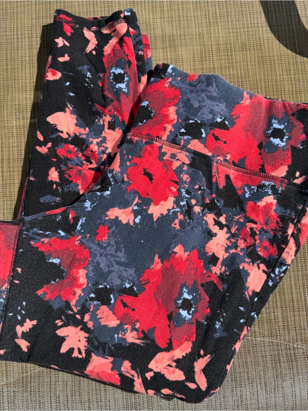 Levi's Black Leggings with Red and Coral Floral Pattern